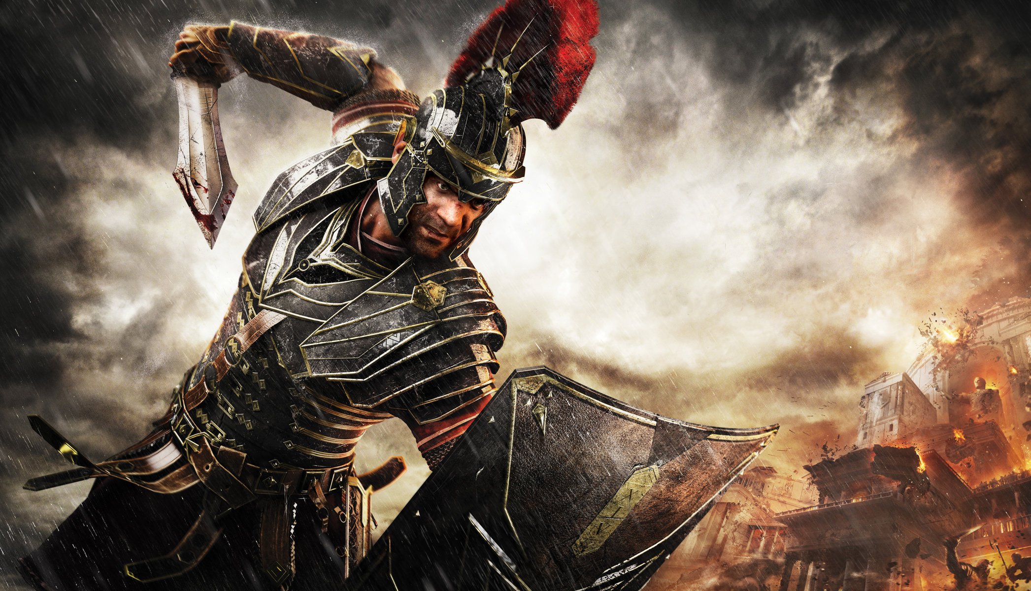 ryse : сын рима мариус тит мариус титус воин дождь меч щит рим тучи x-one crytek microsoft game studio