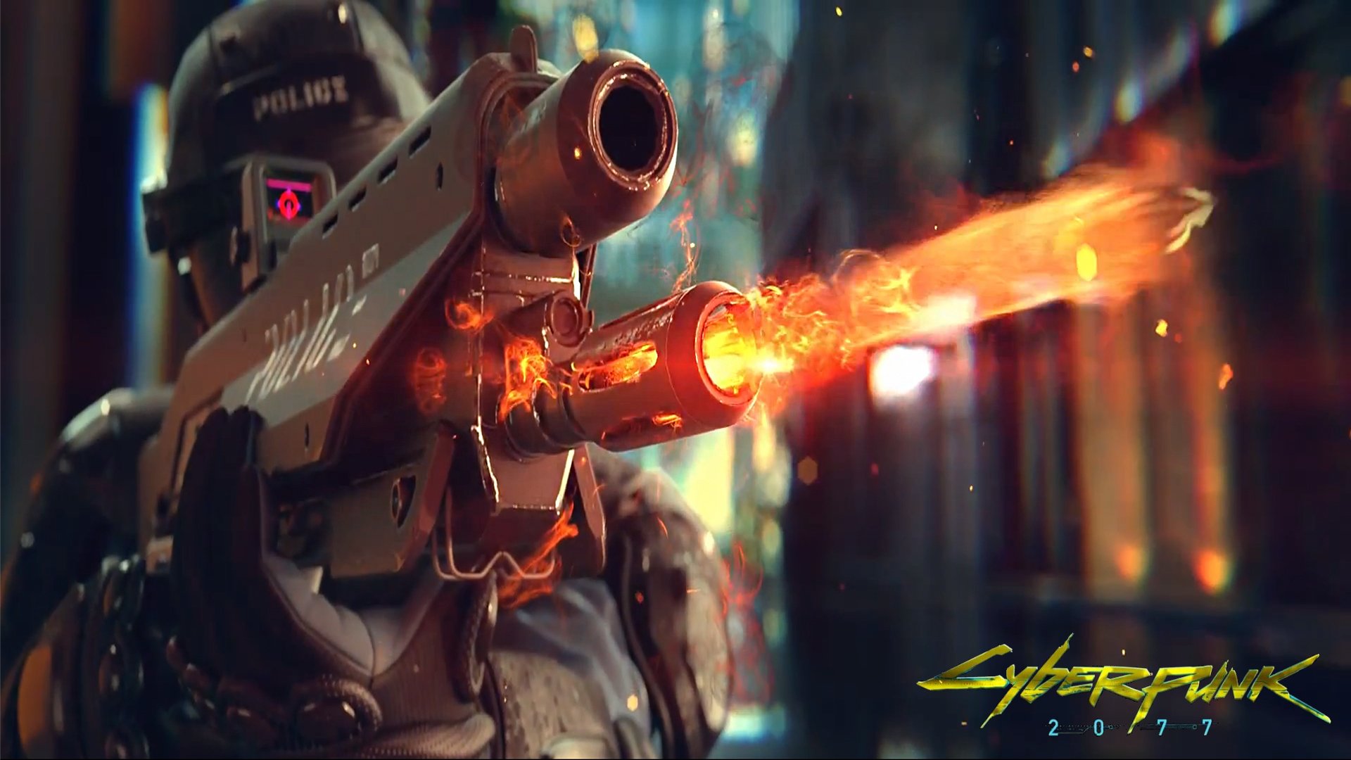 cyberpunk 2077 cyberpunk game police helmet weapon fire shooting