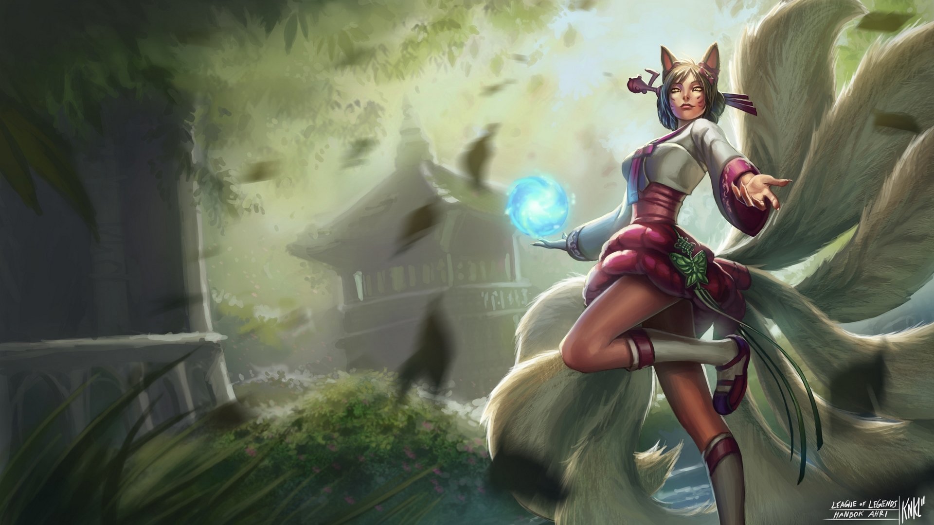 liga de leyendas ahri chica bola magia colas