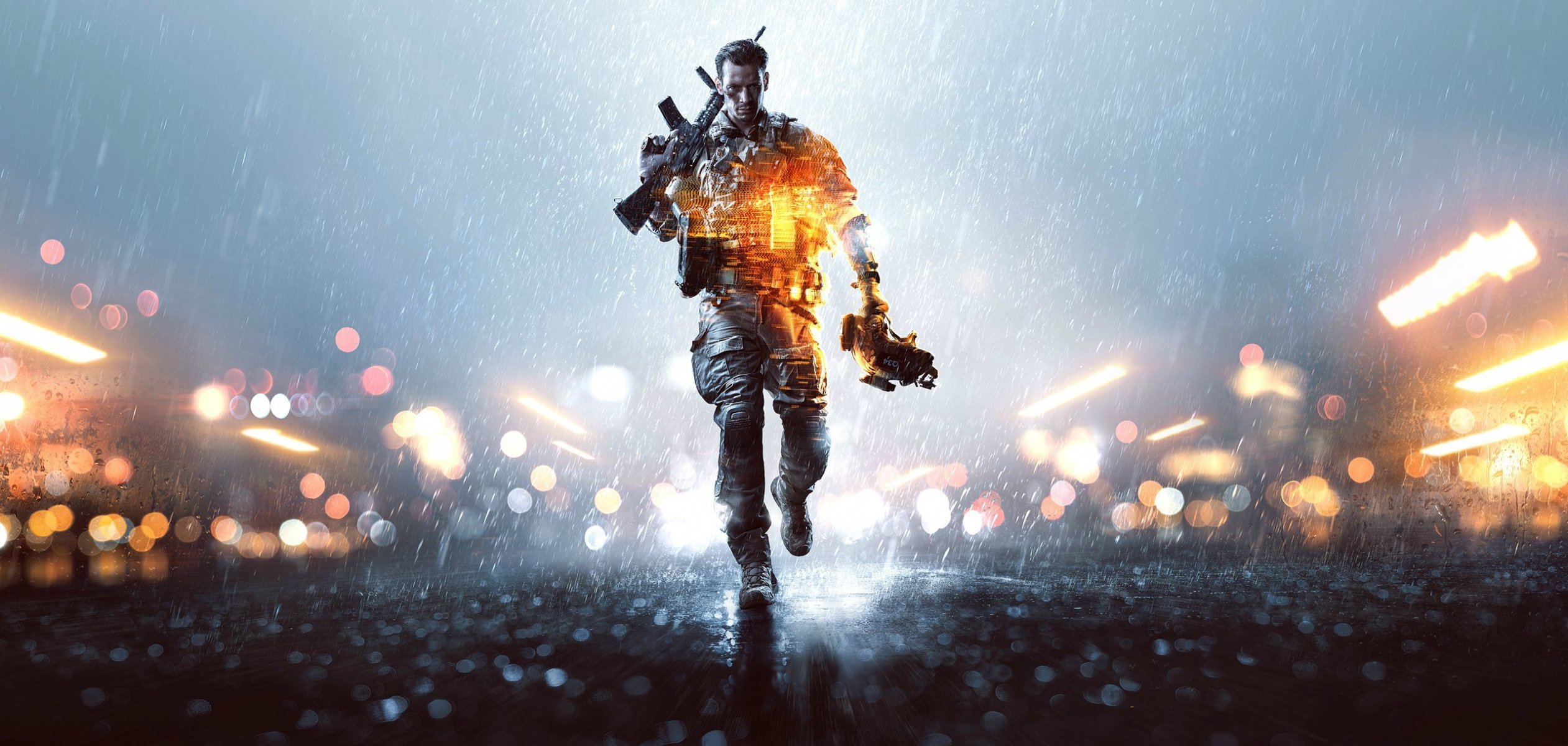 battlefield 4 bf 4 soldat marche armes pluie équipement gilet pare-balles casque lumières casque ea digital illusions ce electronic arts dice