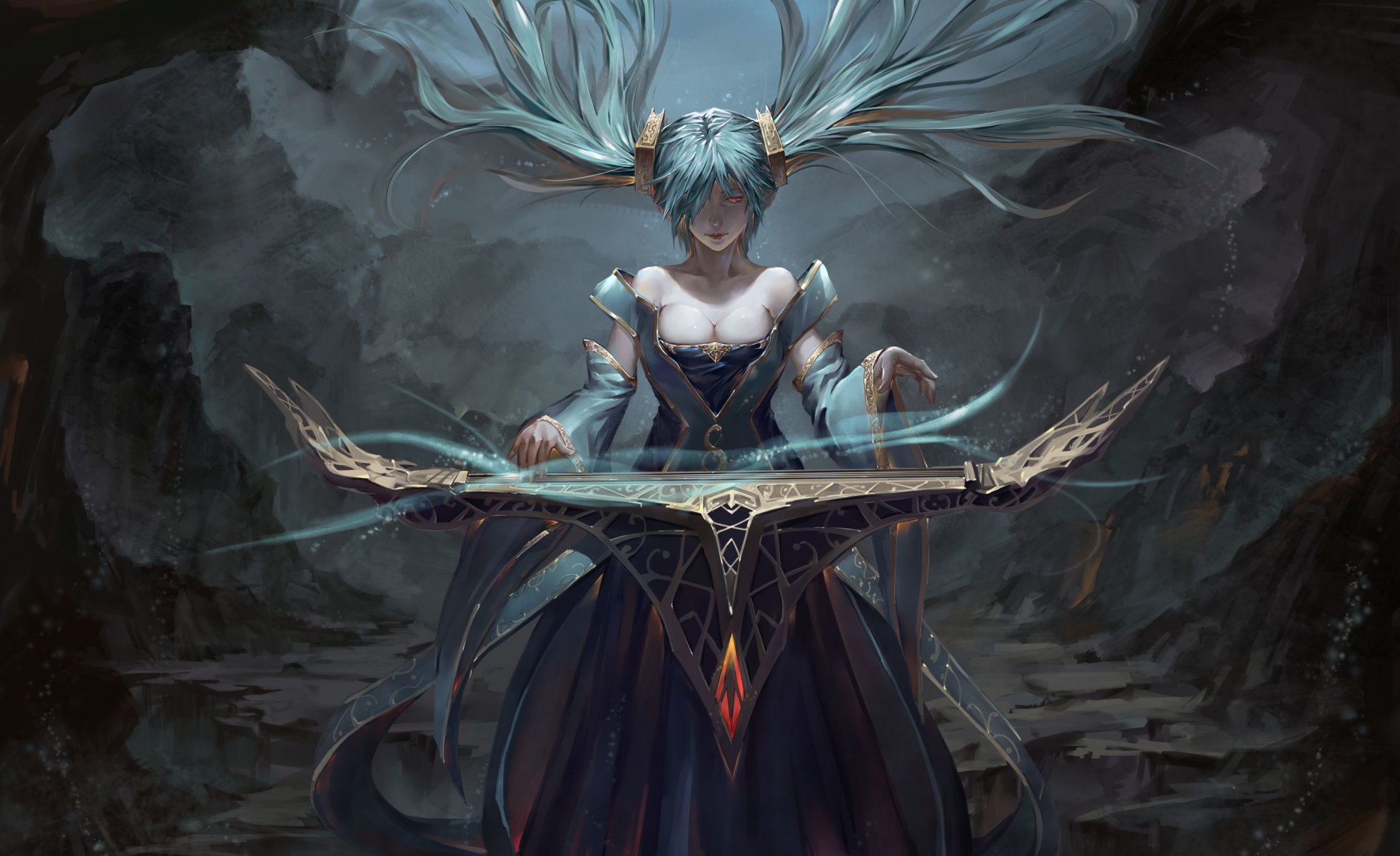 kunst league of legends sona mädchen magie blick