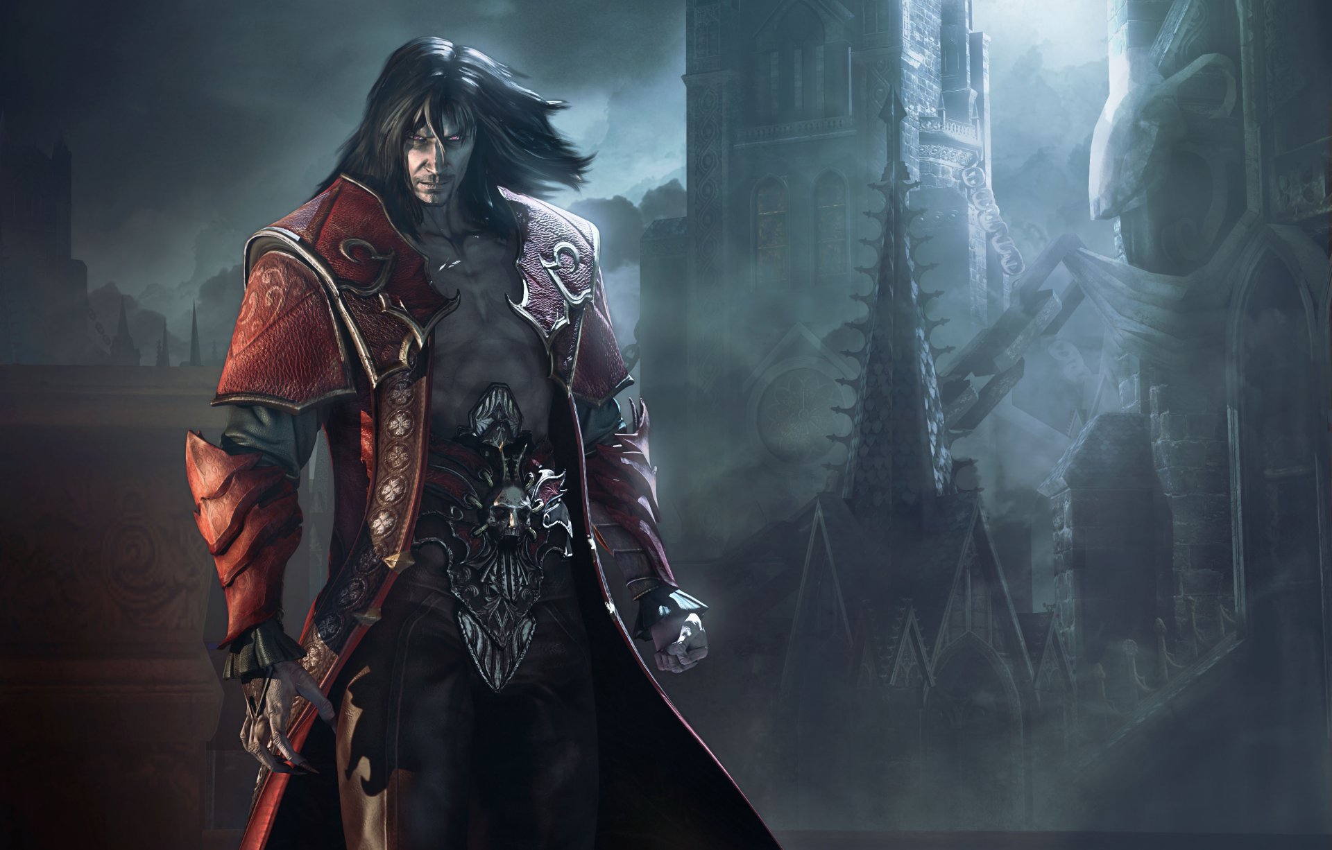 castlevania : lords of shadow 2 gabriel belmont fürst der finsternis dracula vampir blick haare mantel schloss mercurysteam entertainment kojima productions konami