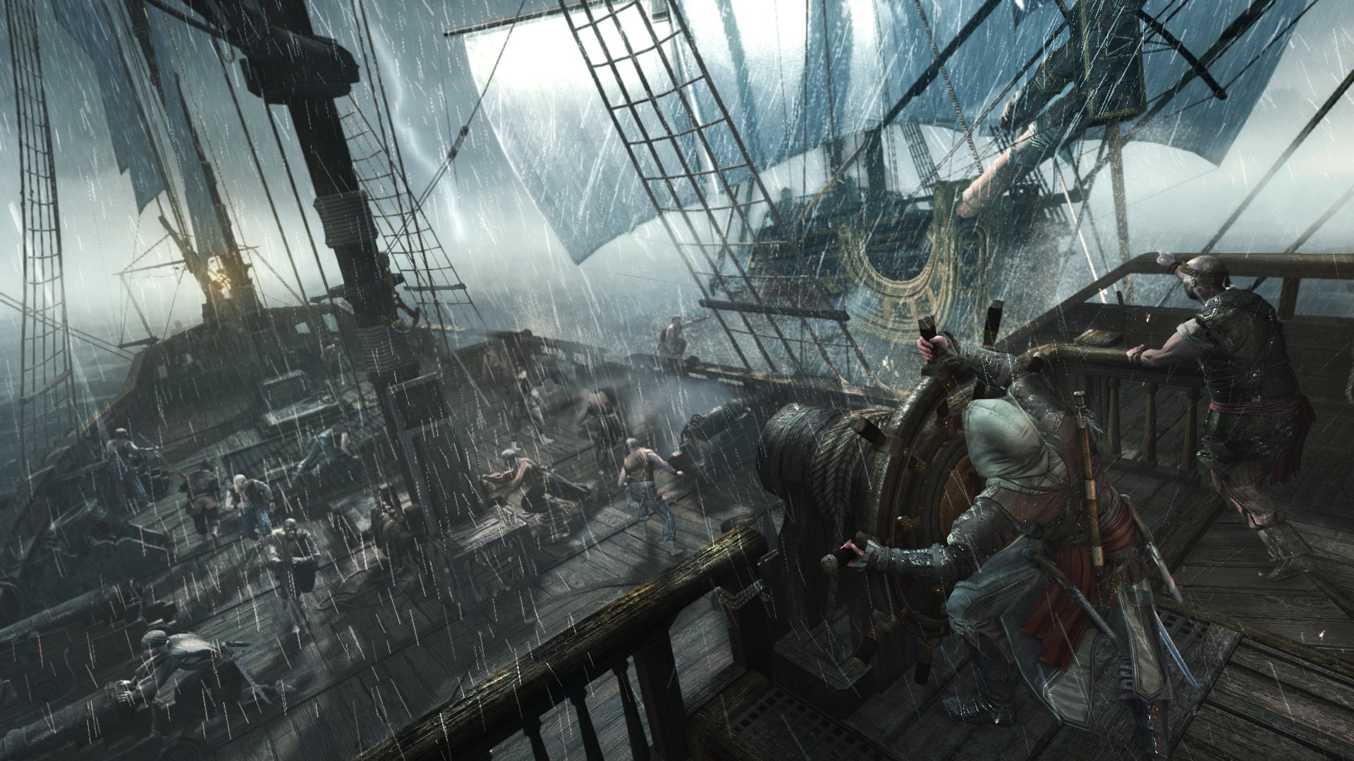 assassin s creed iv: black flag assassin s creed 4: black flag piraci assassin zabójca edward kenway statek deszcz burza