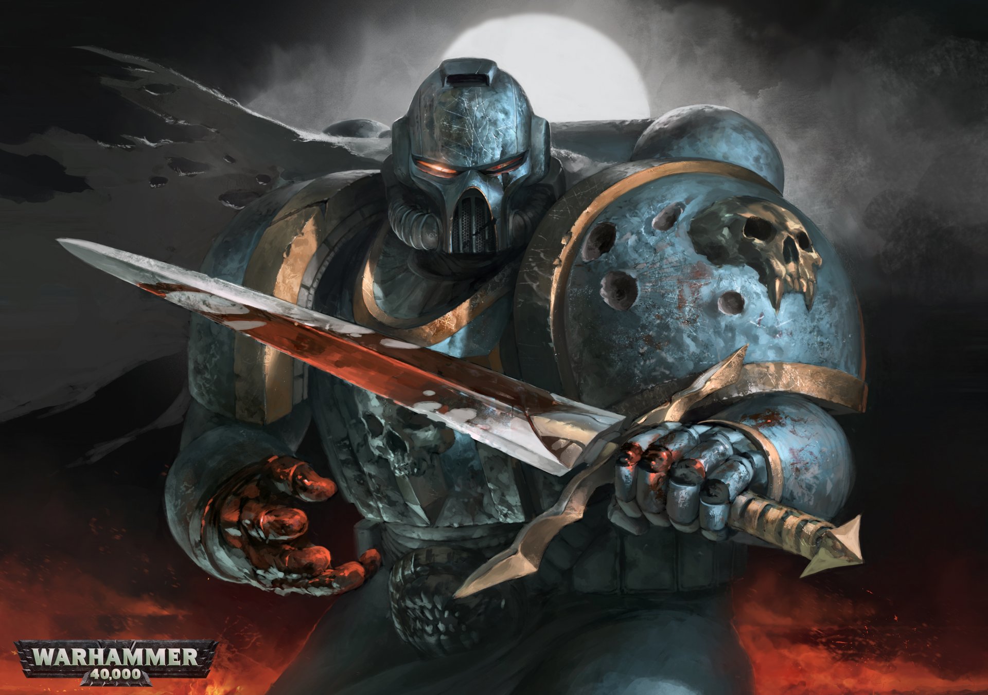 warhammer marine men power armor sword