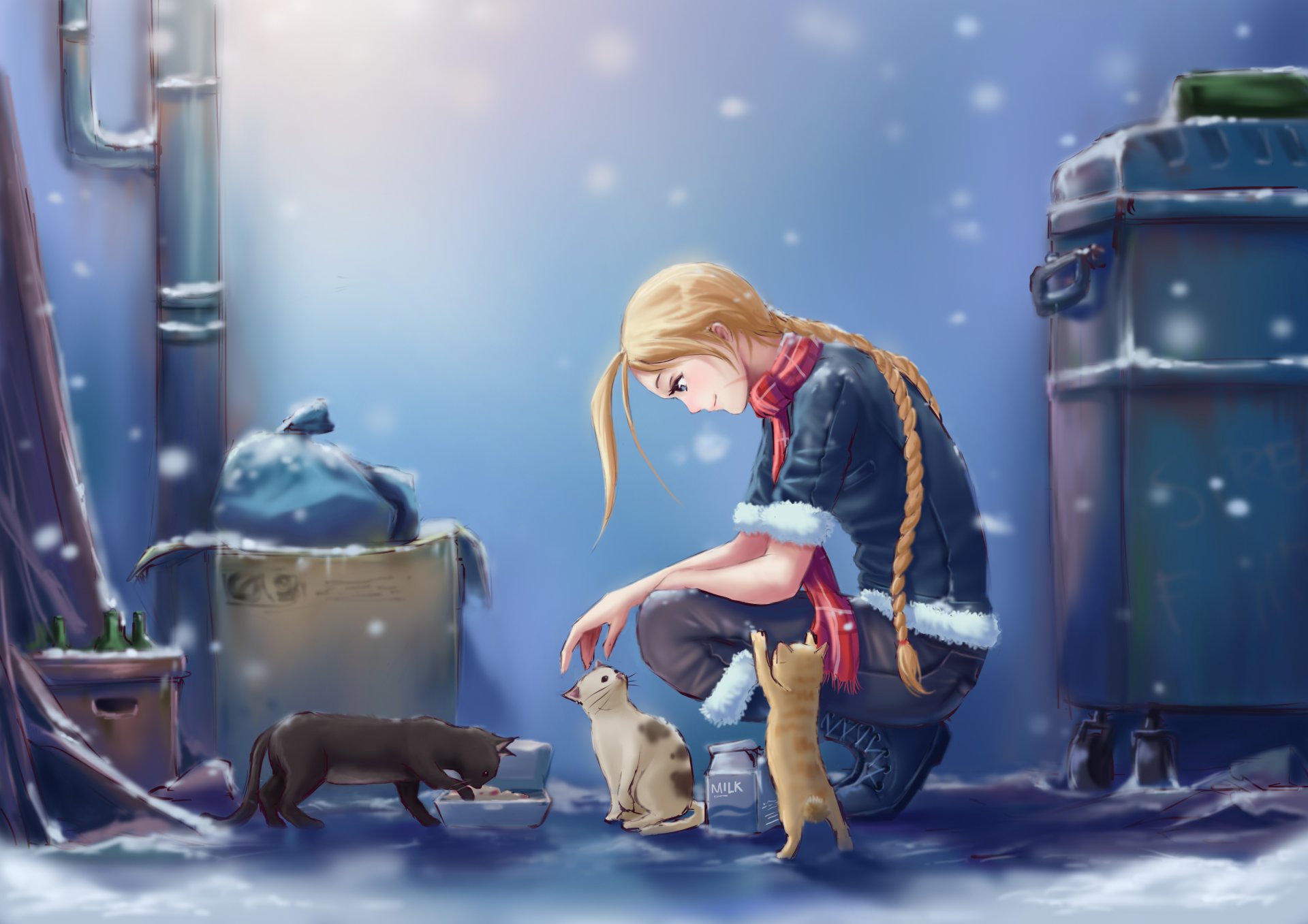 art street fighter cammy girl street cats town milk snow