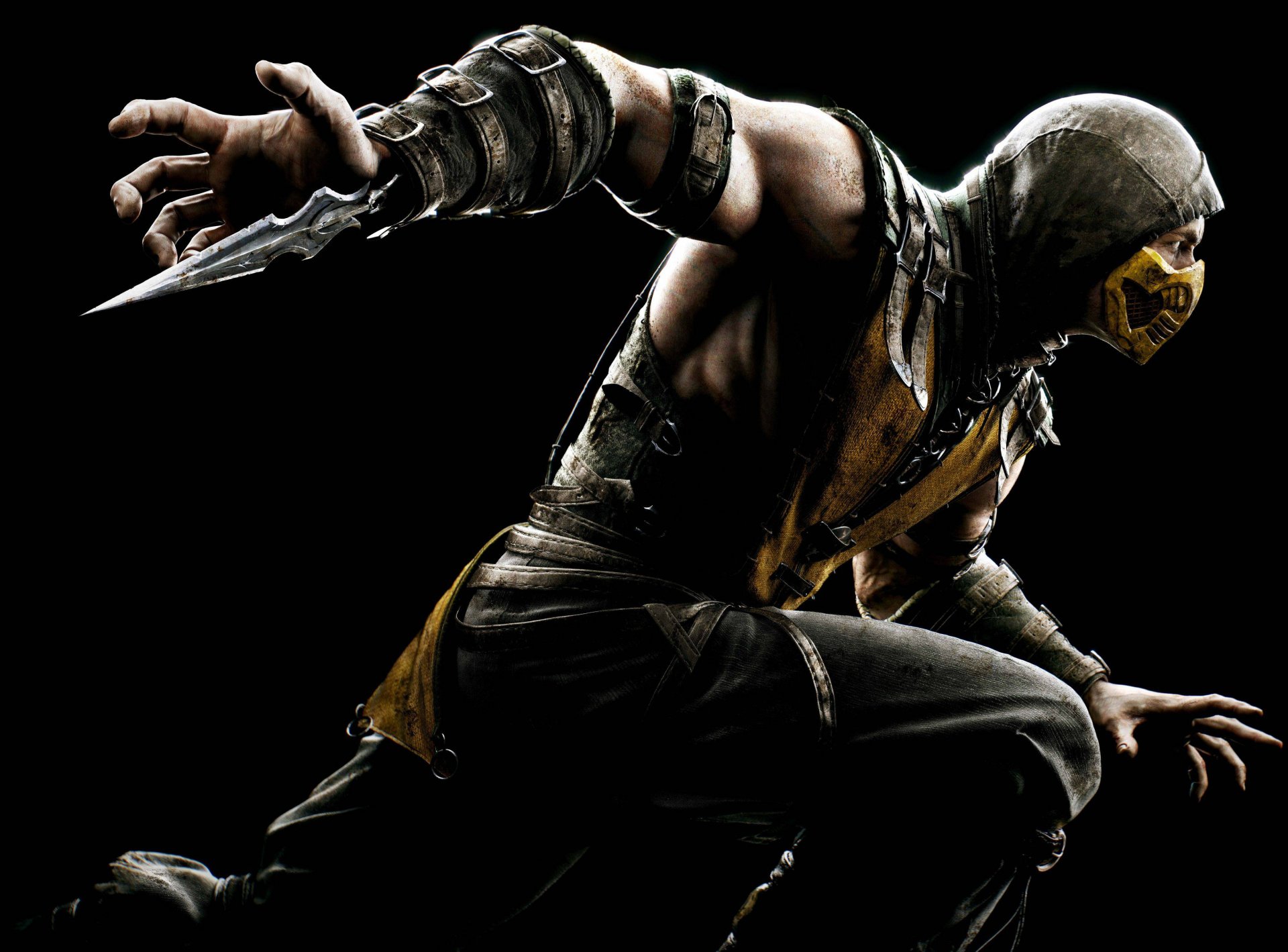 mortal kombat х скорпион боец ниндзя желтый маска капюшон лезвие netherrealm studios warner bros. interactive entertainment