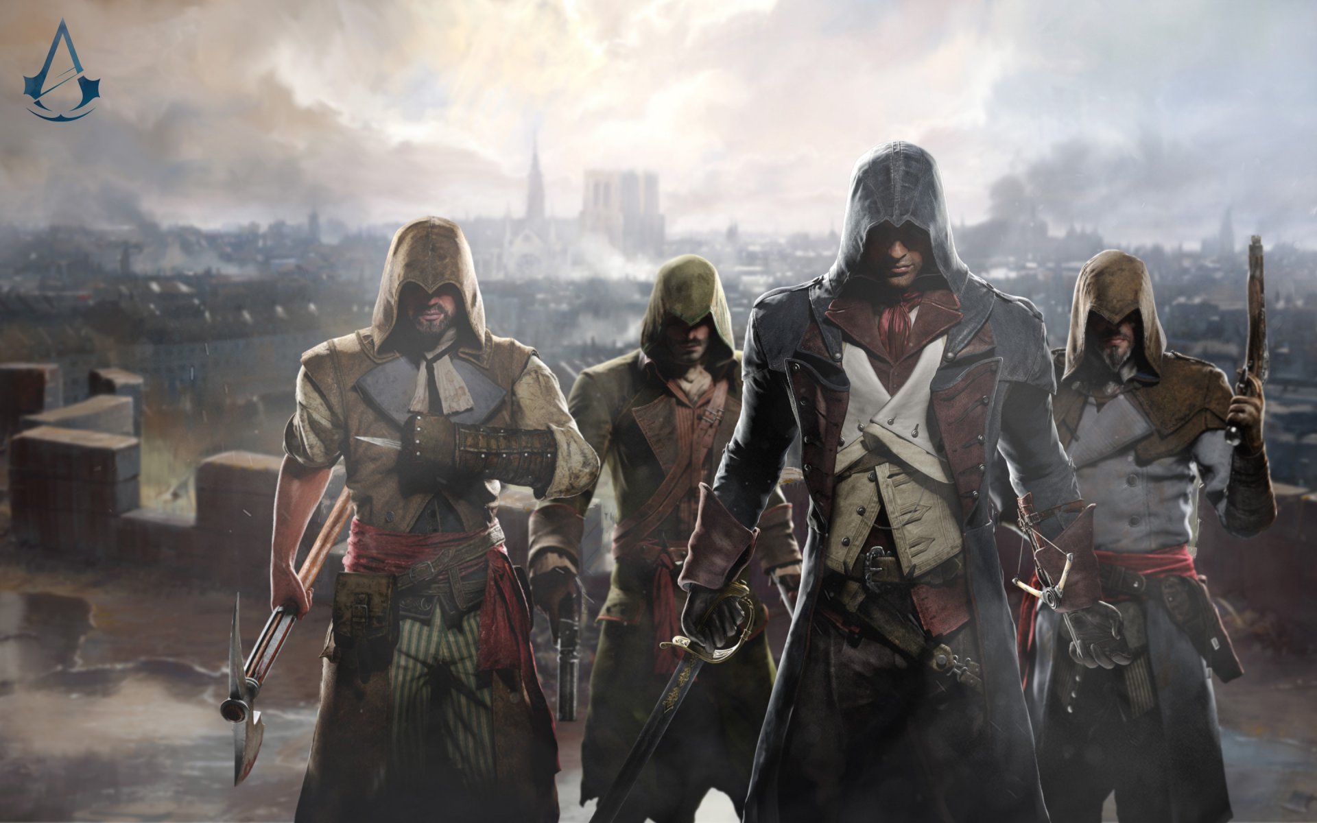 assassin creed: unité assassins hache épée pistolet art