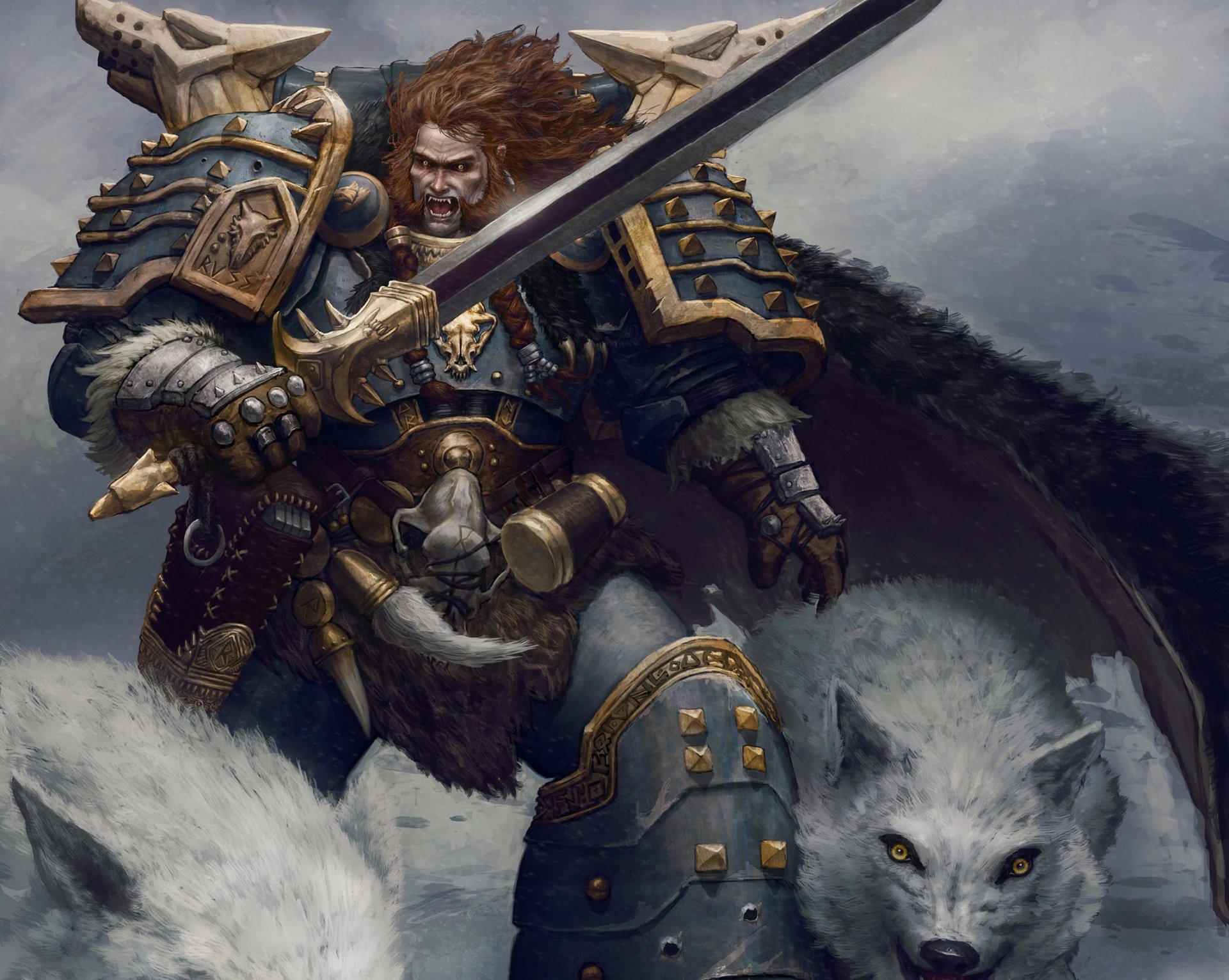 art leman russ warhammer guerrier armure épée loups