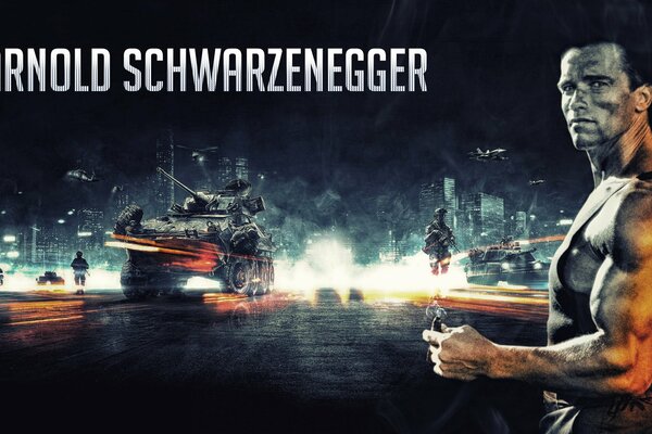 Arnold schwarzenegger arte con tanque