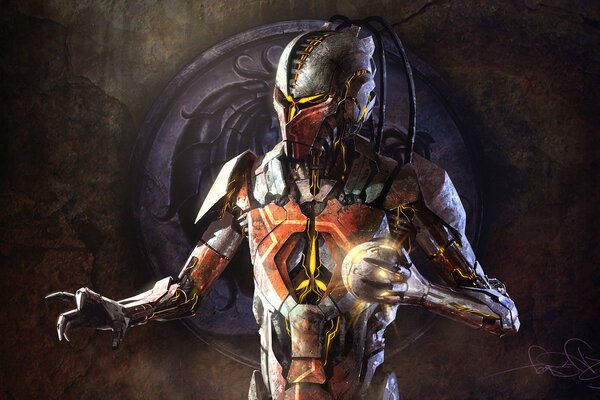 Disegno Cyborg del gioco di combattimento mortal kombat con l emblema del gioco