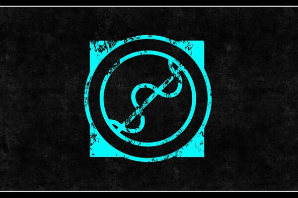The logo of the game quake 3. A blue sign on a black background