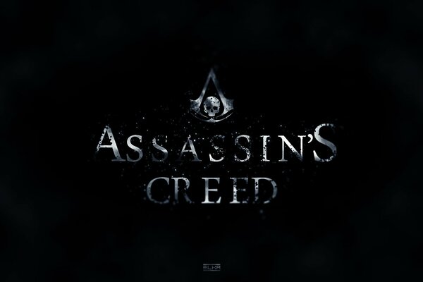 Logo del gioco assassins creed su sfondo nero