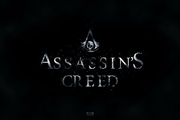 Logo gry assassins creed na czarnym tle