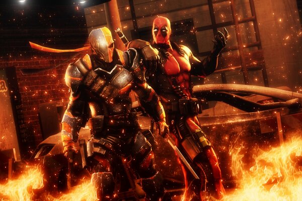 Screensaver antieroe Deadpool in fiamme contro il nemico