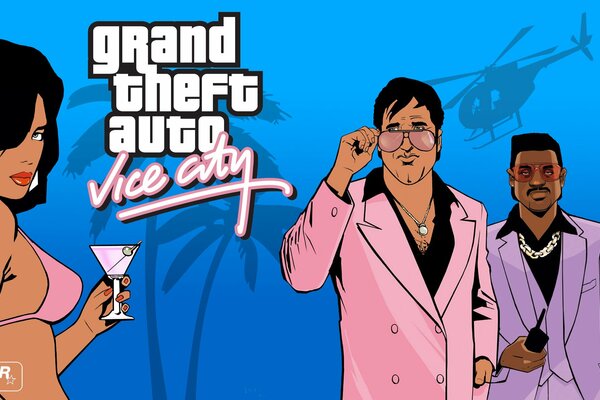 Hombre y mujer de color rosa del famoso juego GTA