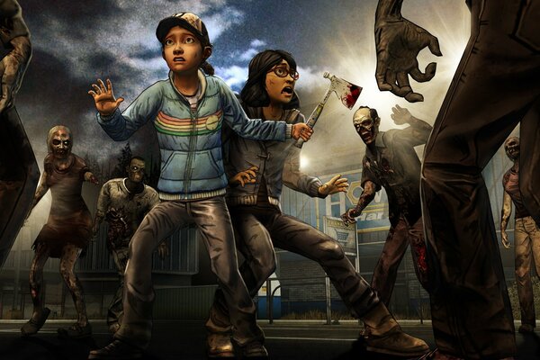 The walking dead. stagione 2. telltale games. Episodio 3. la situazione di clementine e Sarah. zombie sopravvissuti