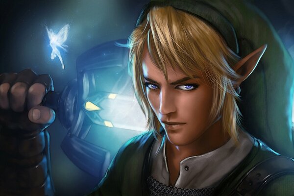 Blond elf with blue eyes