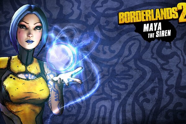 A girl with a ball lightning in her hand from Borderlands 2