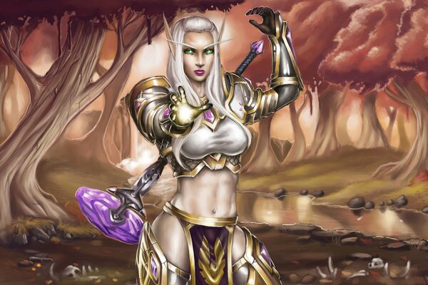 Warcraft sexy Elf blondynka dziewczyna