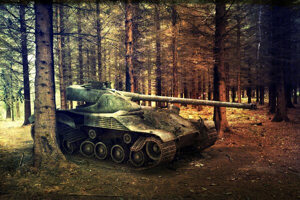 Word of tanks art Tank dans la forêt