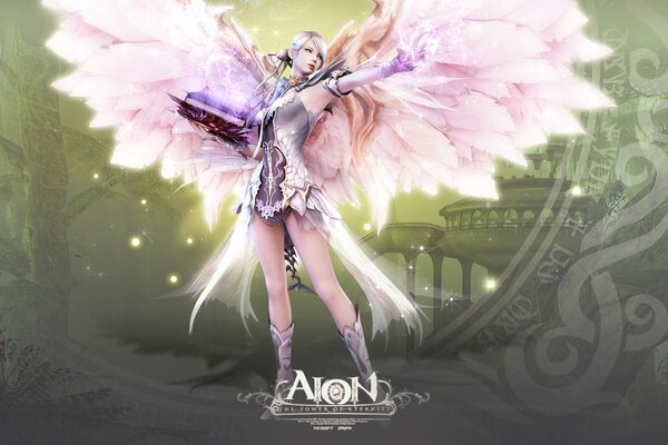 Девушка с крыльями из видеоигры Aion