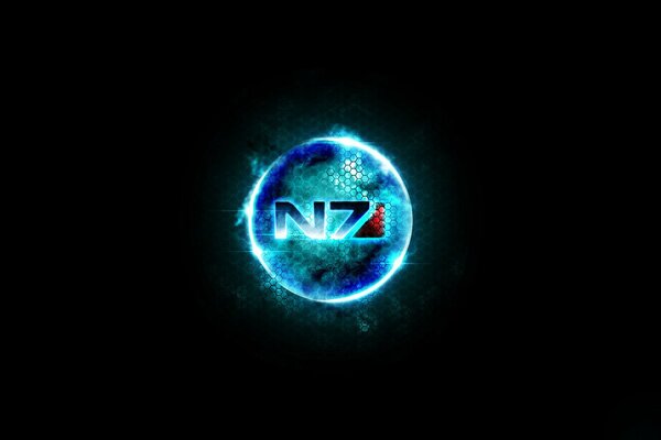 Emblema di mass effect su sfondo nero