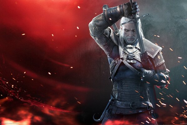 Bild eines Helden mit einem Schwert von The Witcher Three