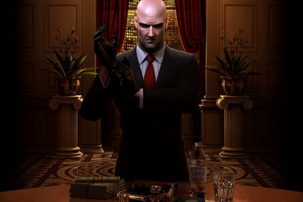 Agent 47 blood money in gloves