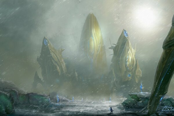 Vaisseau spatial. Art sur le jeu starcraft