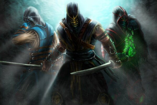 Characters from the game mortal Kombat trio