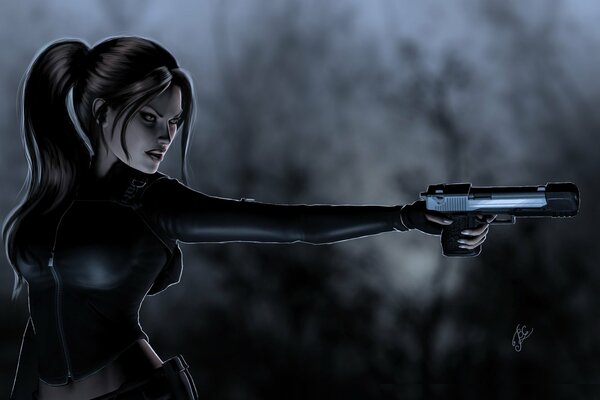 Tomb raider fille avec des armes