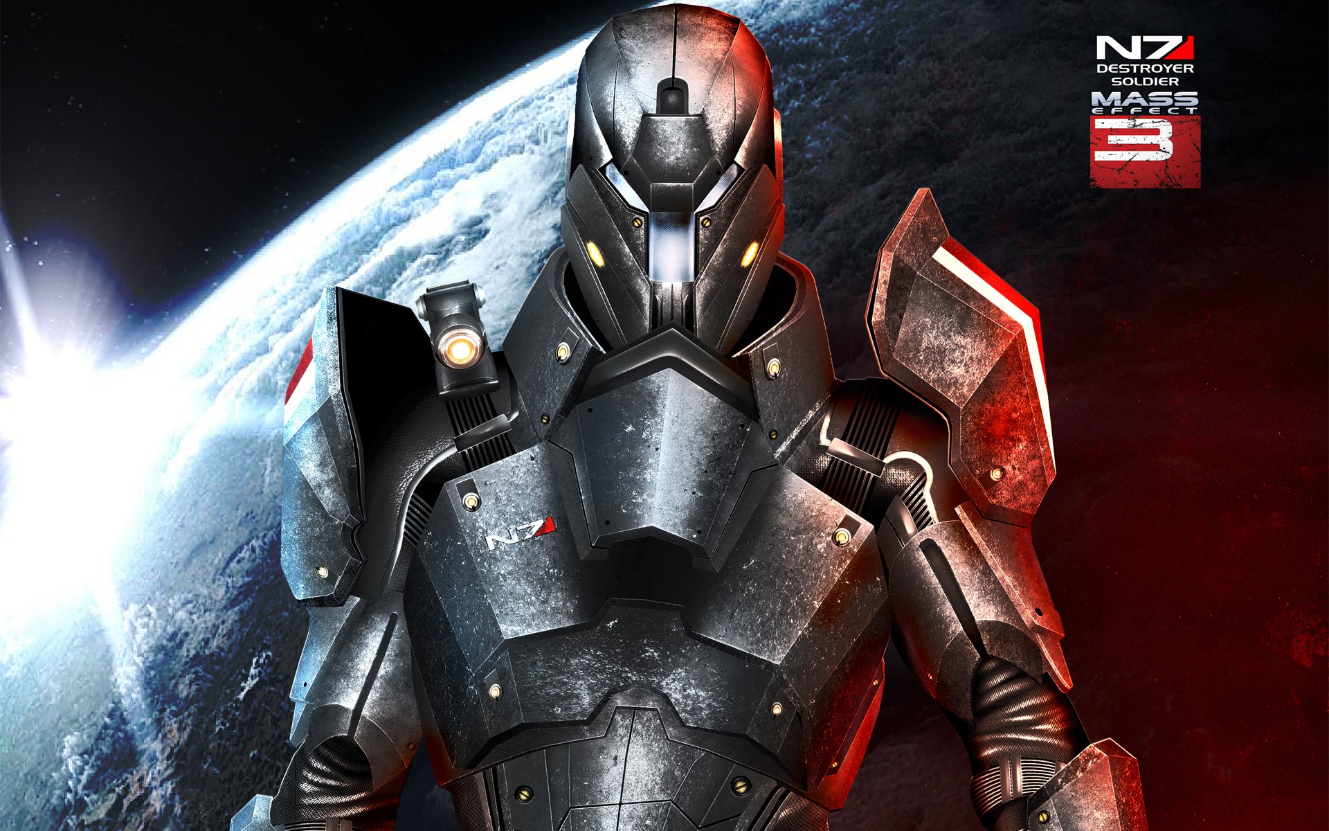 arte mass effect 3 n7 destructor armadura metal planeta