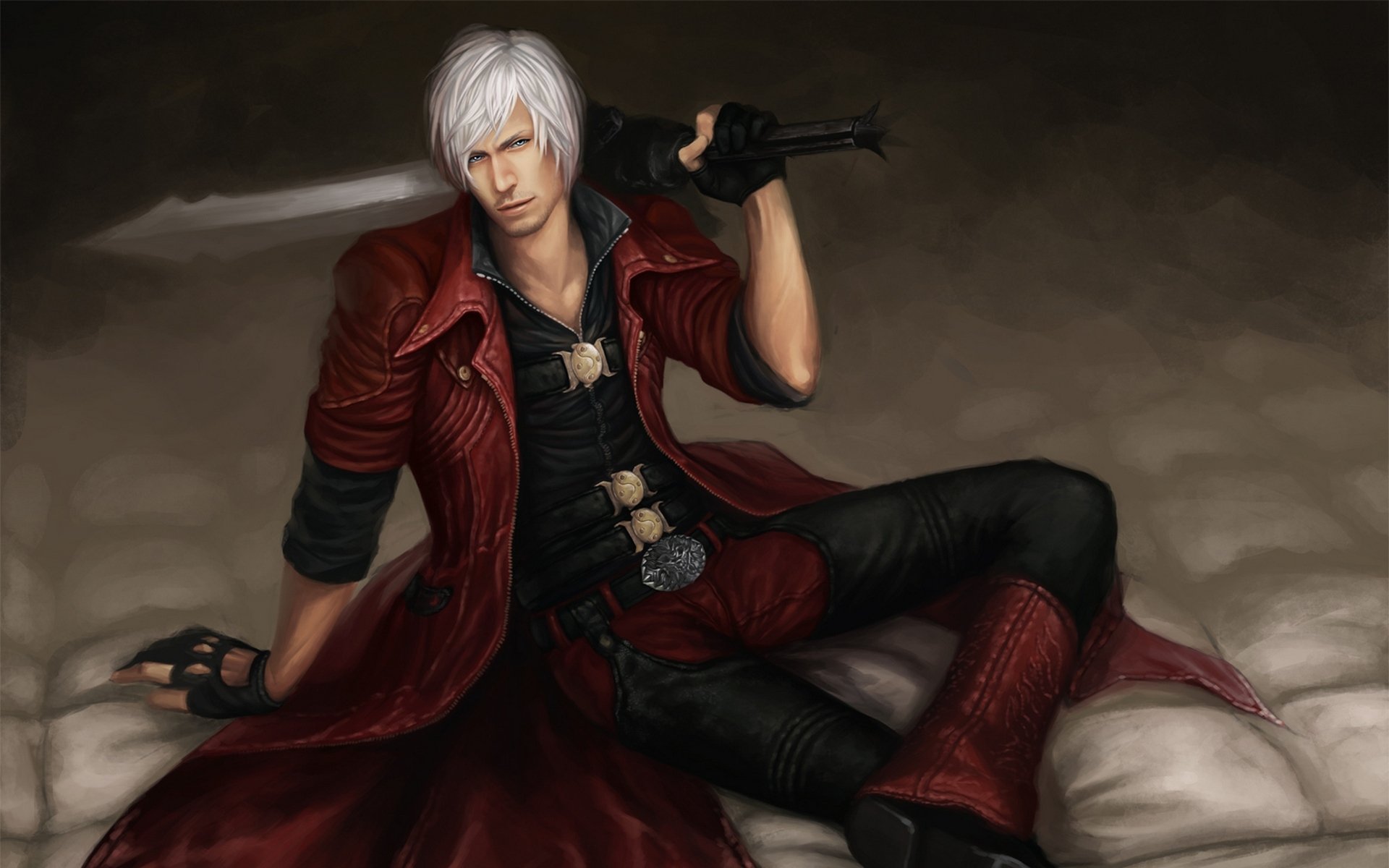 devil may cry 4 dmc 4 sfondi di gioco dante saike fanart demon hunter semi-demone spada ribellione ebano & gatto mezzo demone cacciatore rebellion pistole mantello rosso