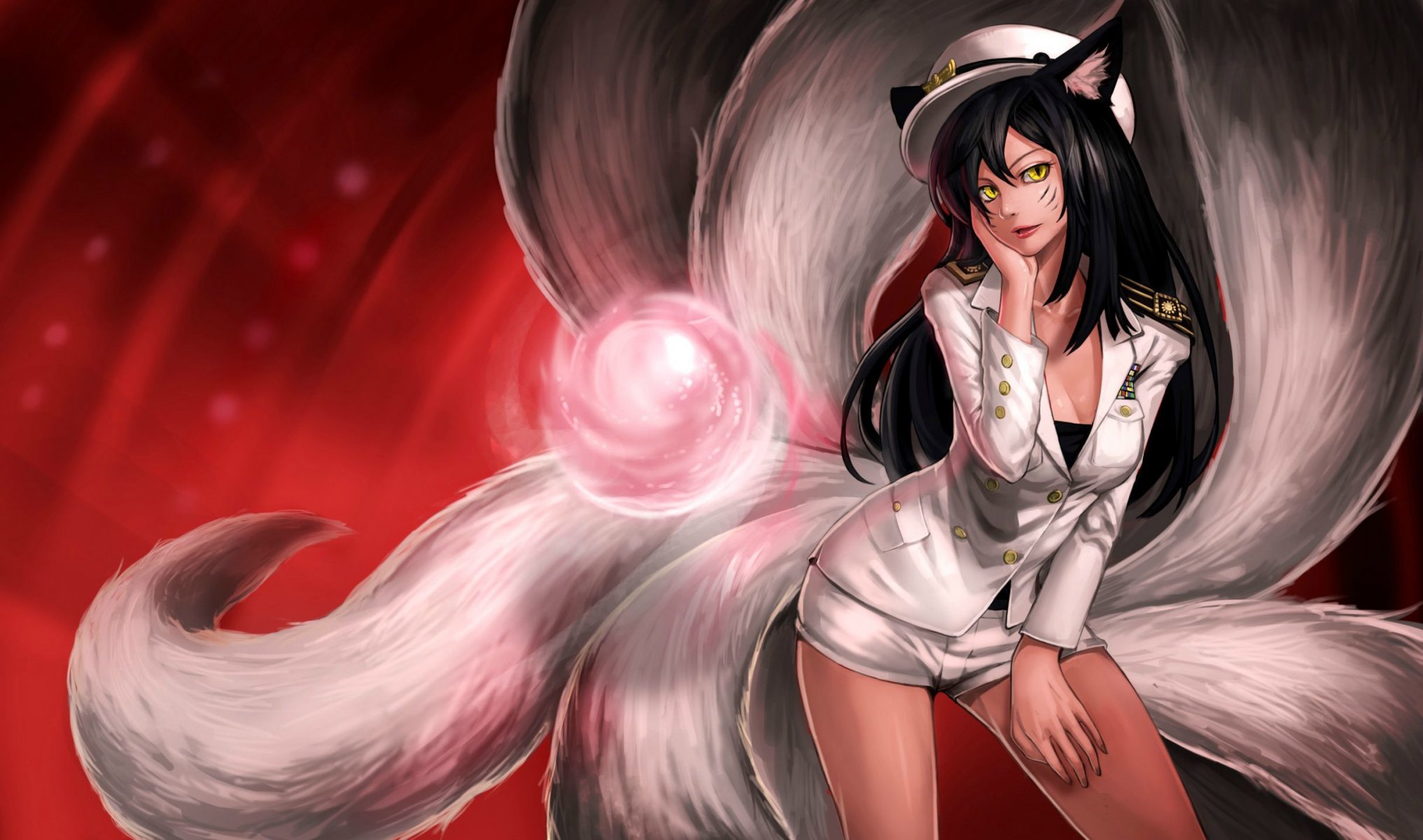 arte ahri liga de leyendas chica colas esfera bola magia