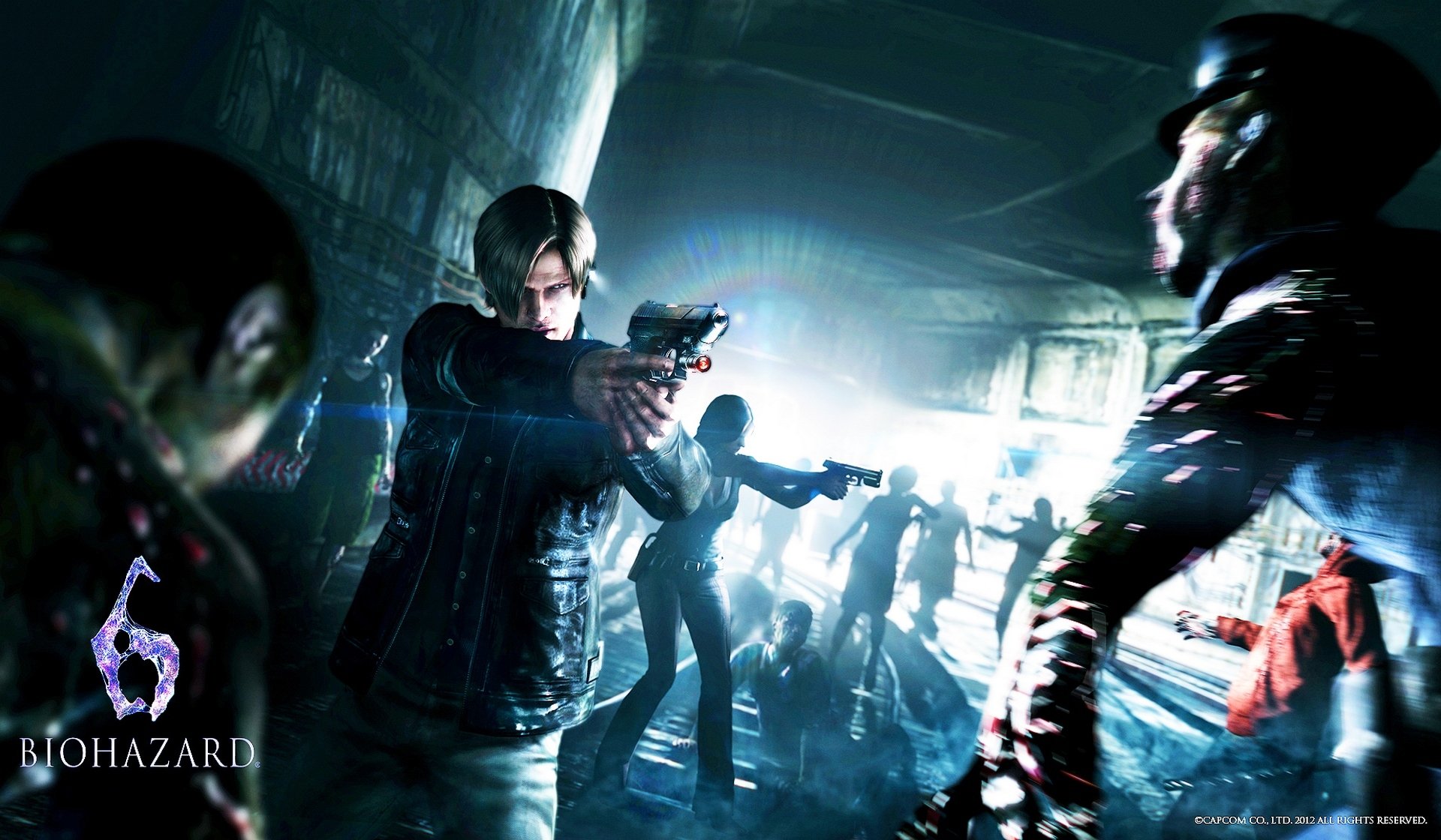 леон скотт кеннеди resident evil 6 пистолет елена харпер рельсы зомби апокалипсис biohazard 6