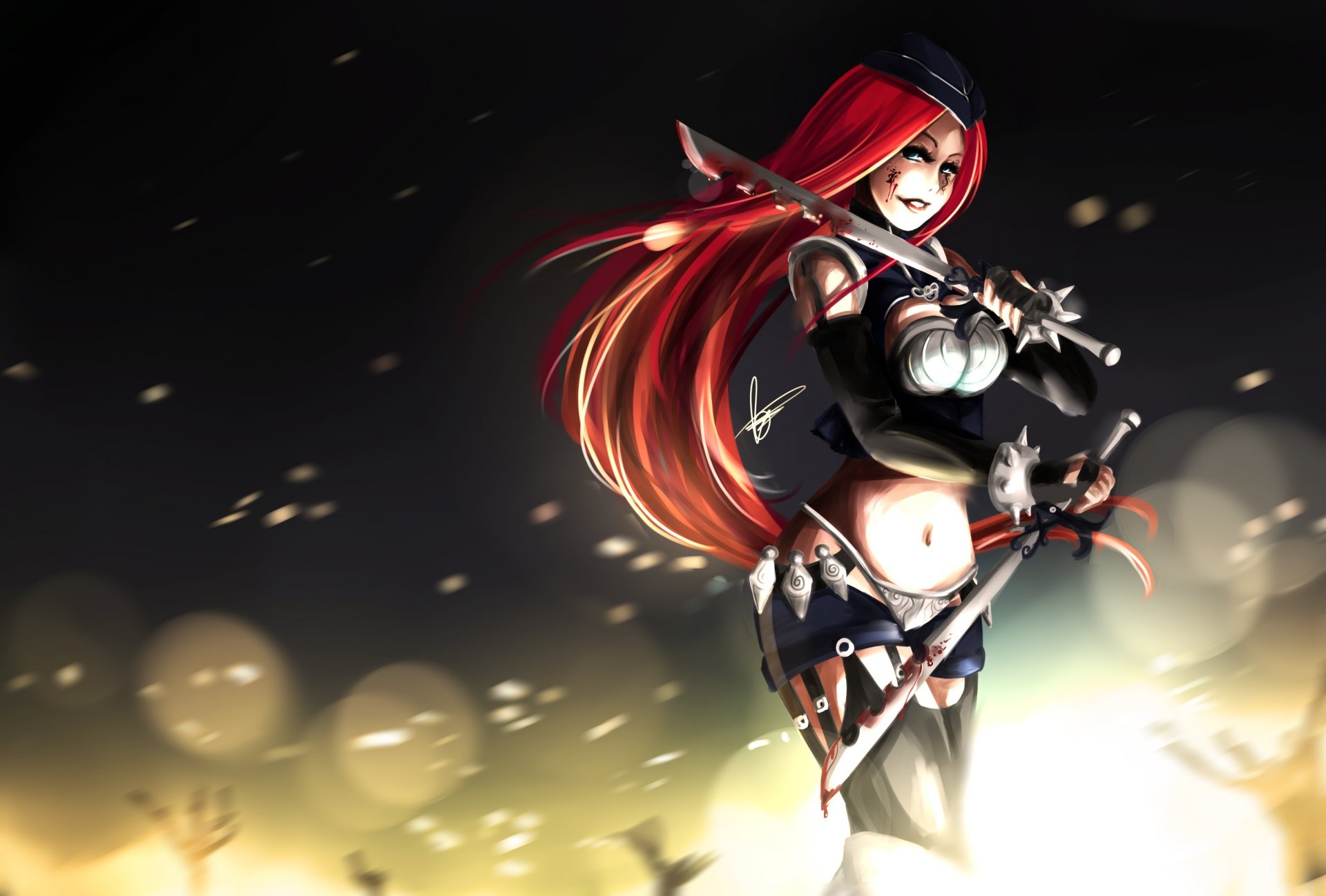 art katarina league of legends girl weapon sparks blood