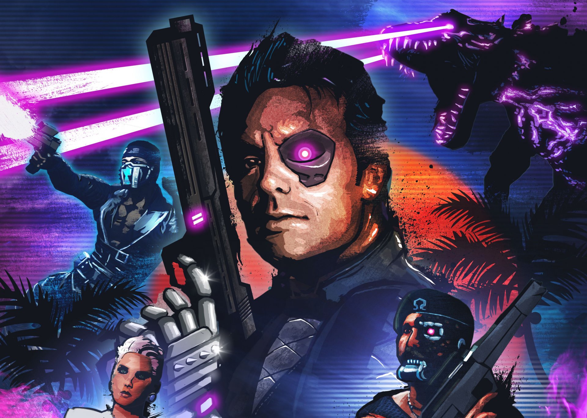 far cry 3: blood dragon dlc add - on omega force cyborg sergente rex colt drago arma blaster palma sole ragazza ubisoft entertainment