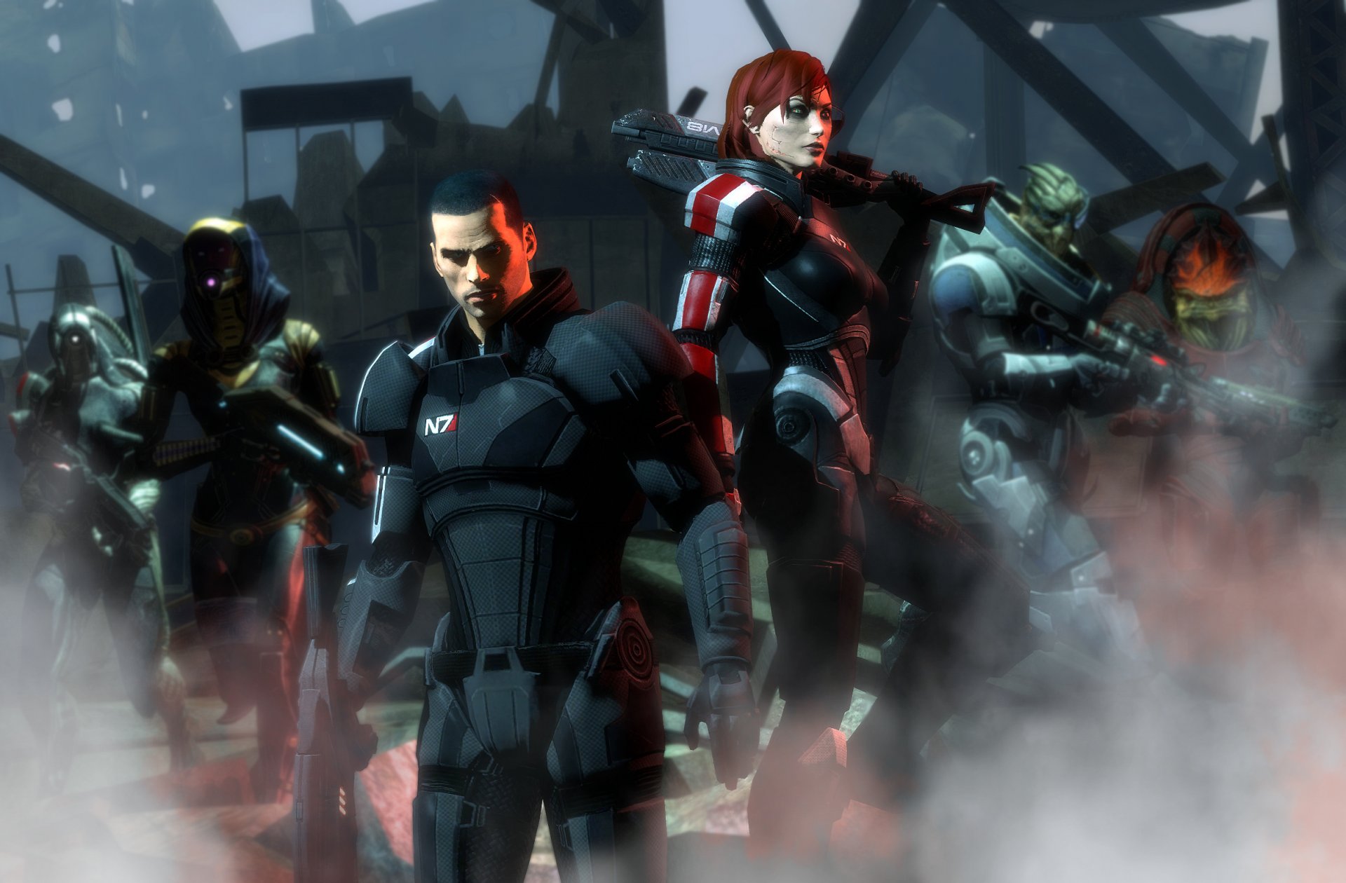 female shepard mass effect garrus vakarian turians krogan tali zorah legion urdnot wrex