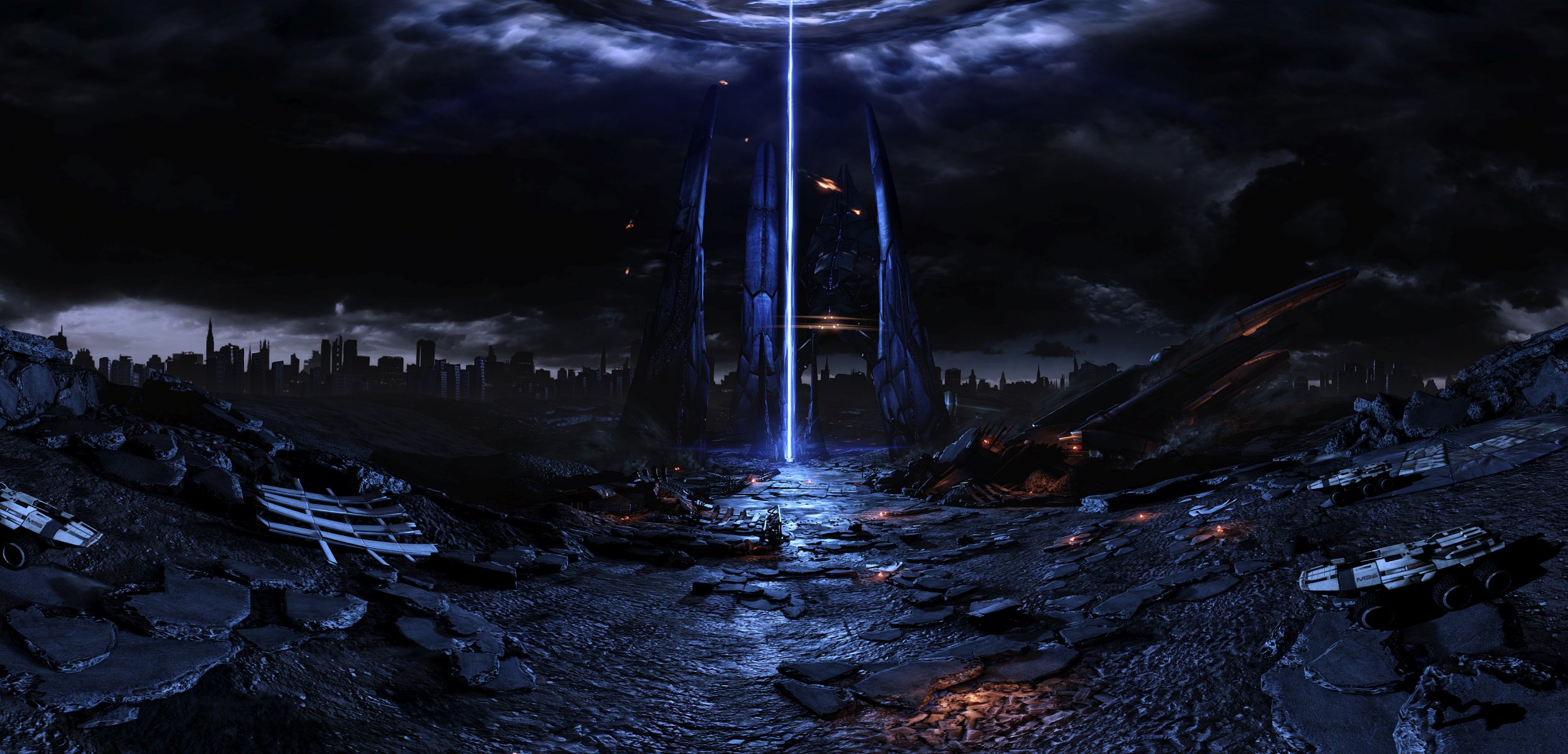 mass effect vaisseau spatial reaper fan art panoramas précurseur