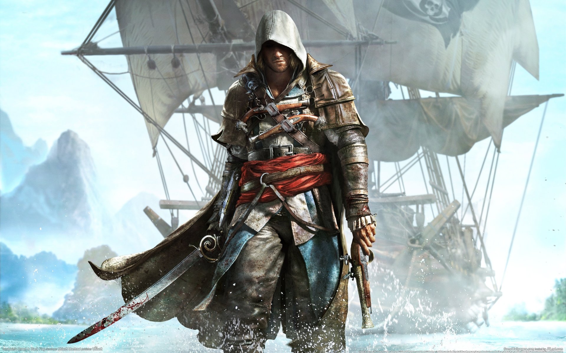 assassins creed 4 schwarze flagge schiff wasser insel küste