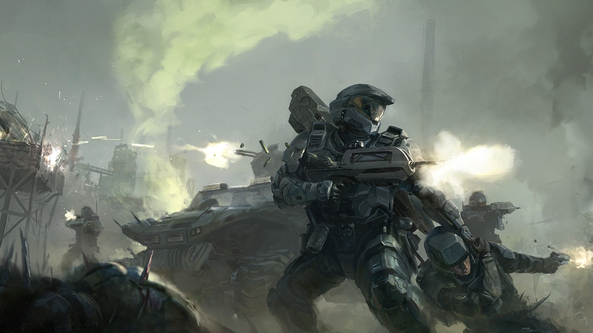 halo men armour weapon shots retreat equipment smoke