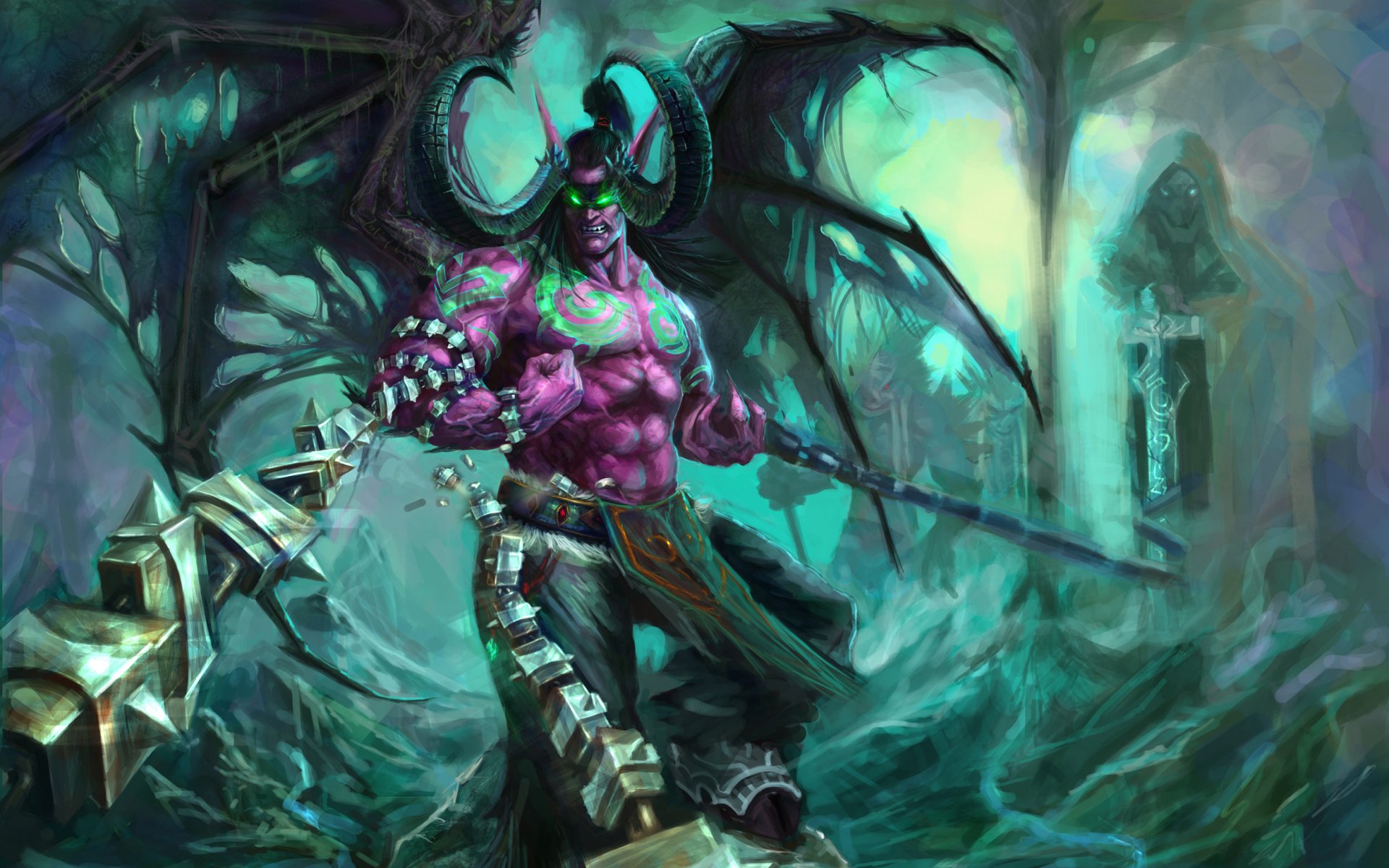 world of warcraft wow illidan storm rage demon rogi skrzydła łańcuchy rage