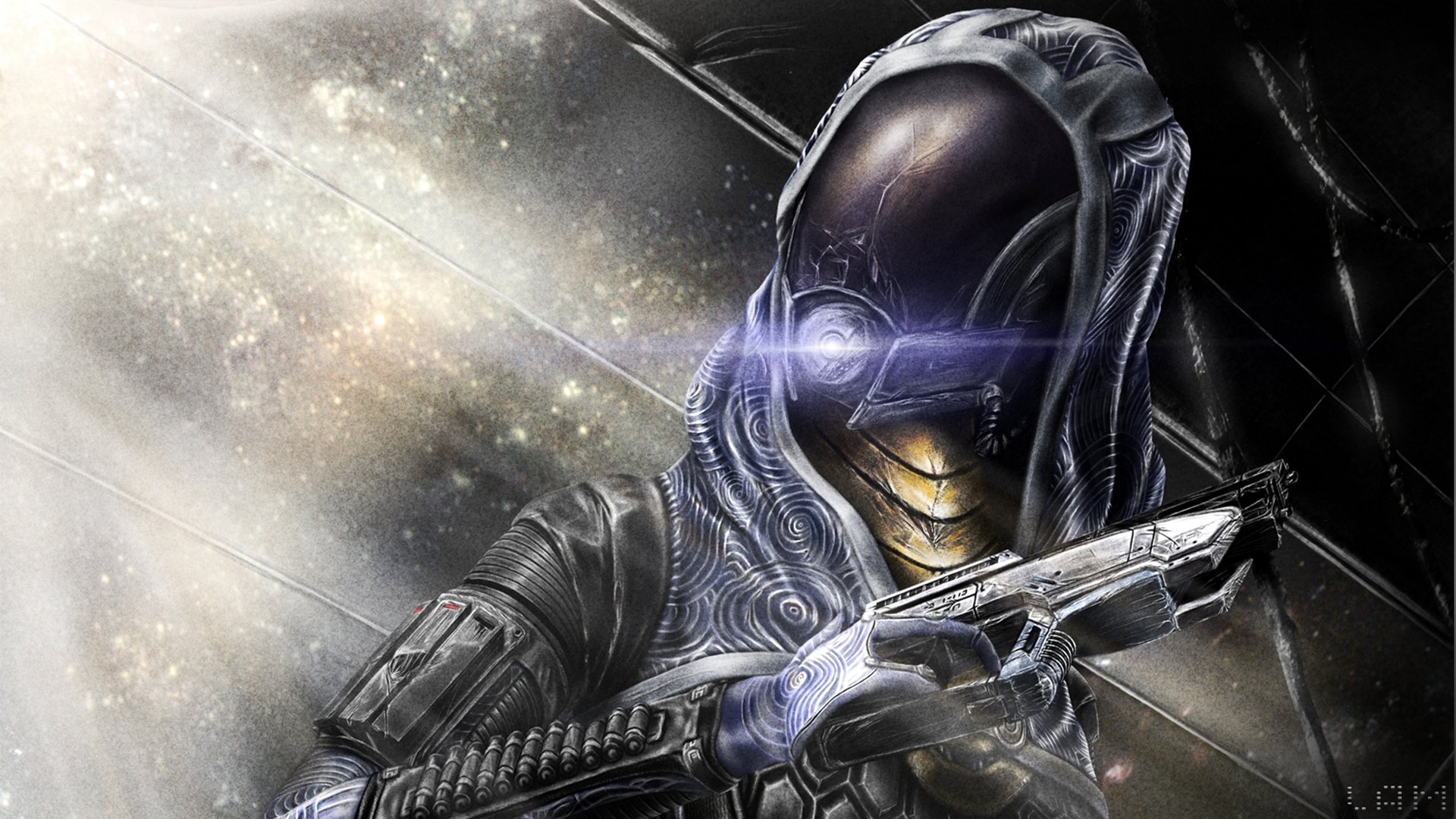 mass effect tali tsoru dziewczyna pistolet kask crack