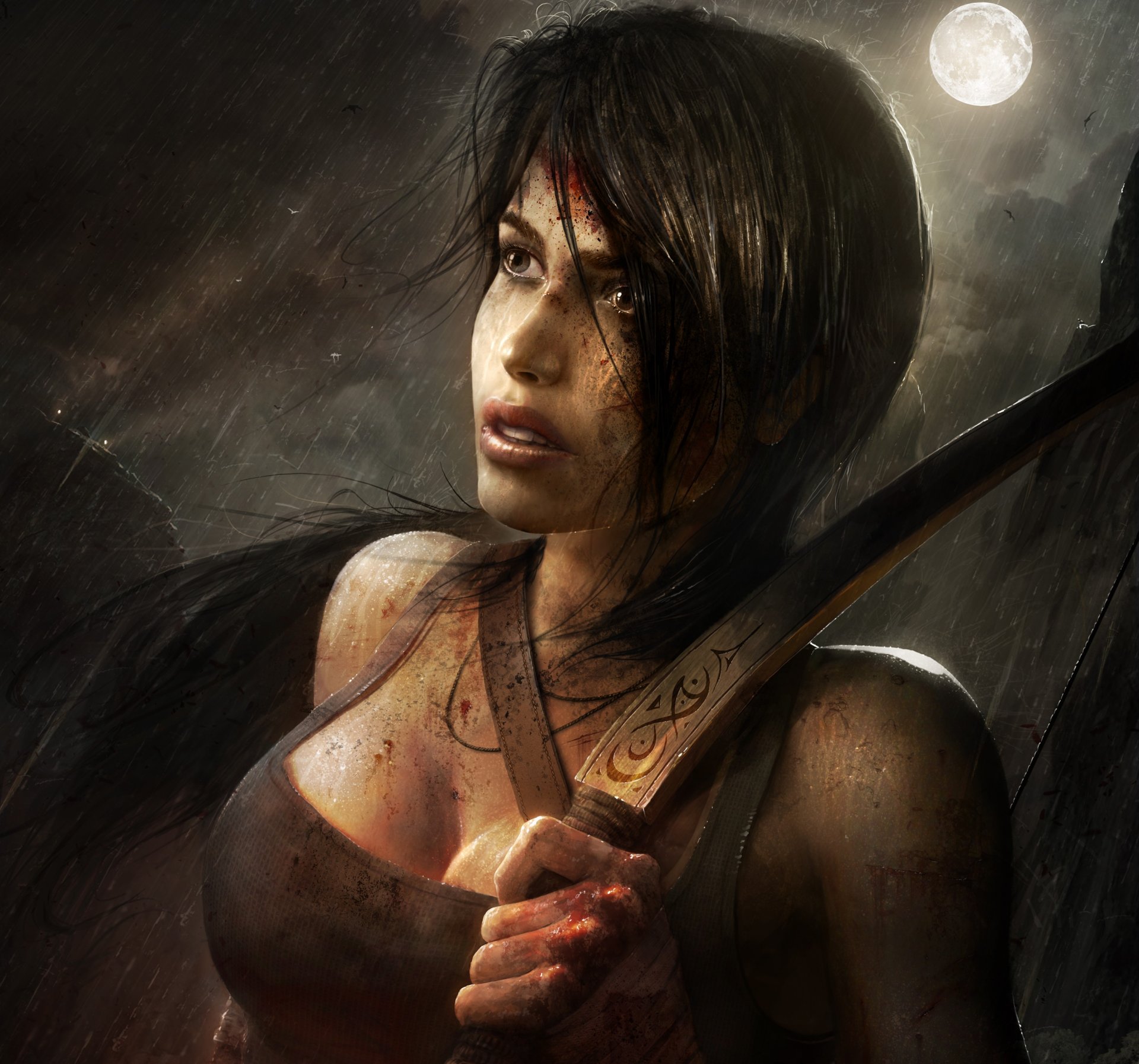 арт tamplierpainter лара крофт tomb raider девушка лук кровь