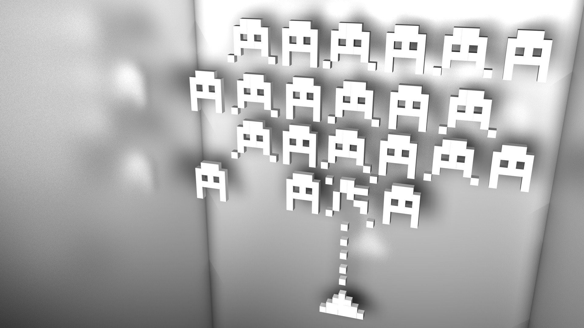 pace invaders render gra retro 3d