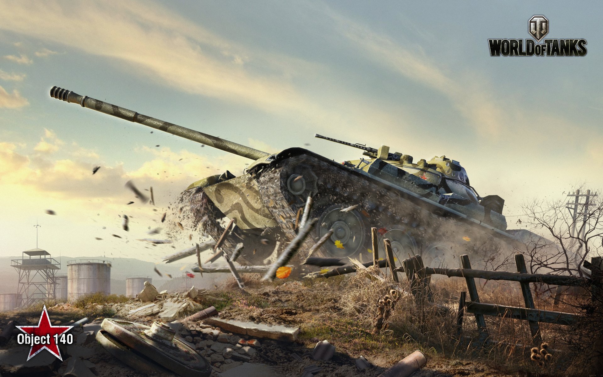 world of tanks wargaming netto wot obiekt 140 budynki druty niebo ogrodzenie kamienie filar chmury krzewy wieża drzewa zbiorniki liście kamuflaż zapał radziecki czołg średni zsrr żelazo pień wp