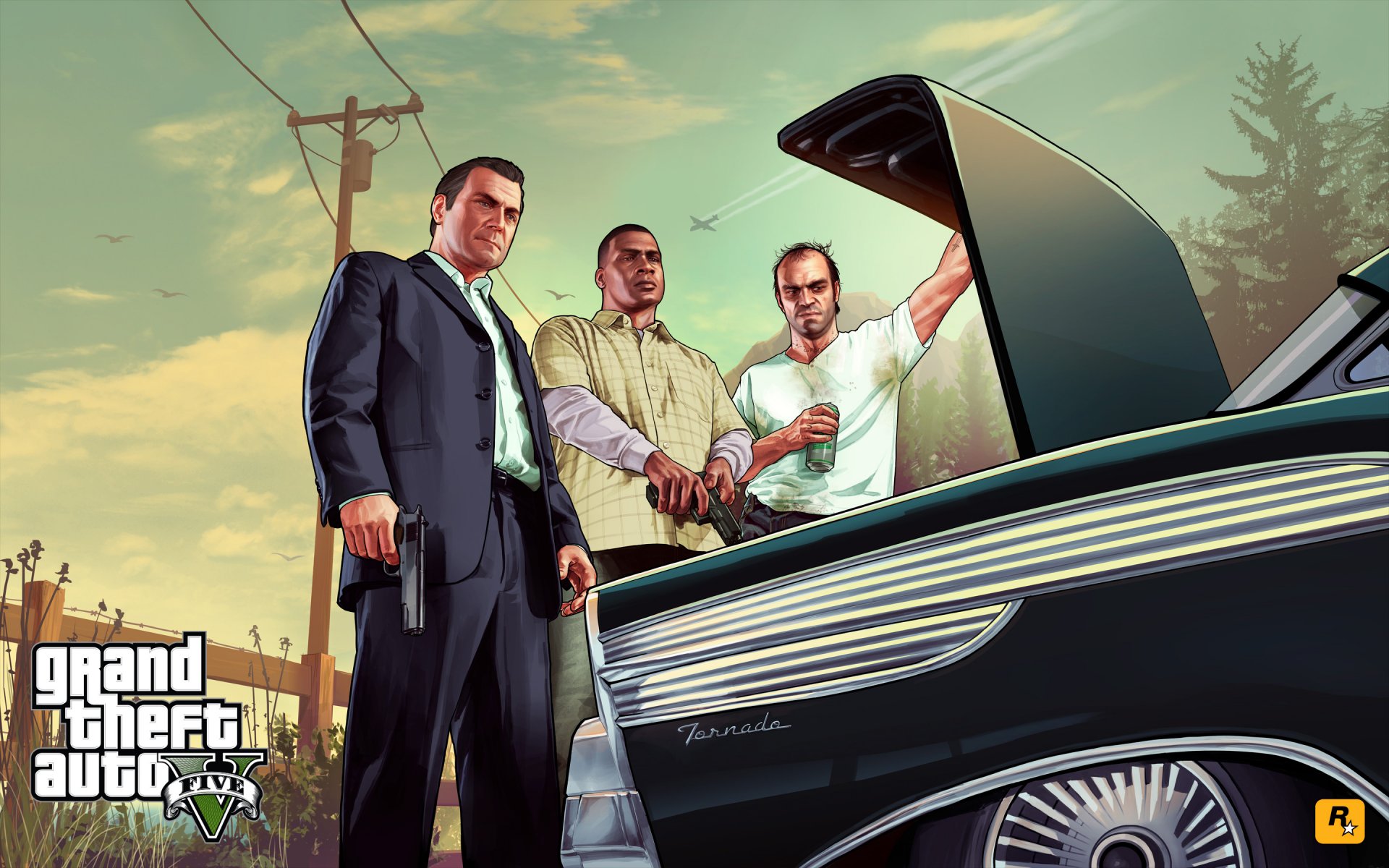 grand theft auto v michael trevor franklin bandyci mafia taczka