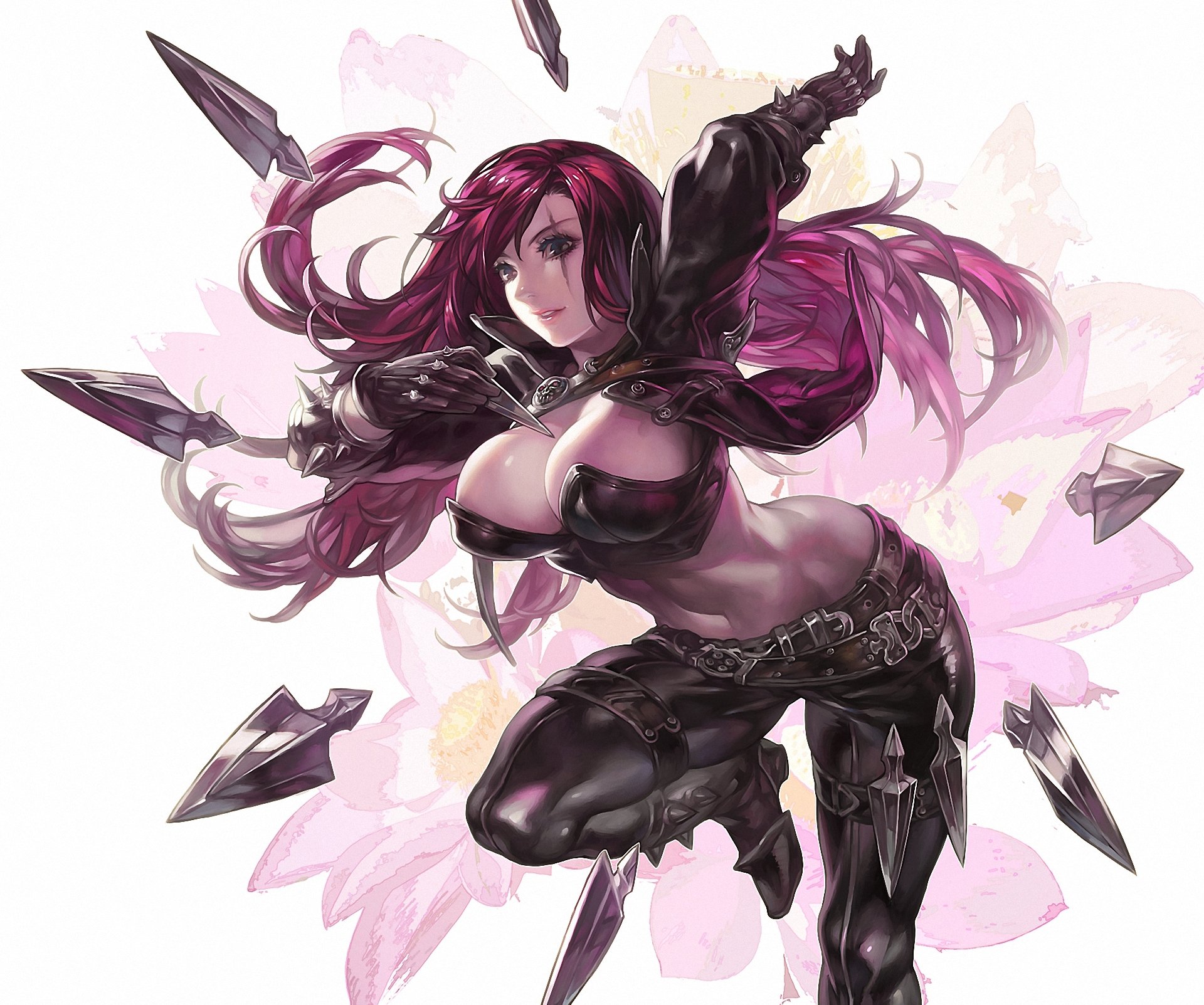 arte aoin omegaboost katarina league of legends ragazza posa armi coltelli