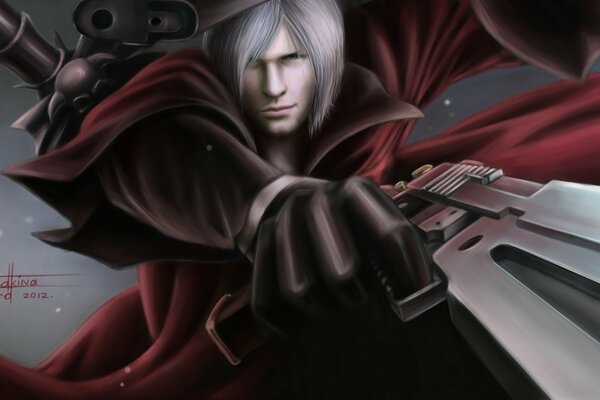 Fond d écran du jeu devil may cry oliverford dmc ebony & amp. insurrection. demi-démon Dante Rebellion en Cape rouge avec des pistolets et une épée