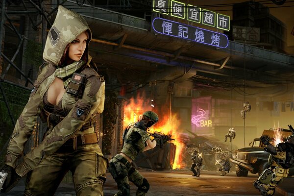 Belle ragazze con uomini in Warface